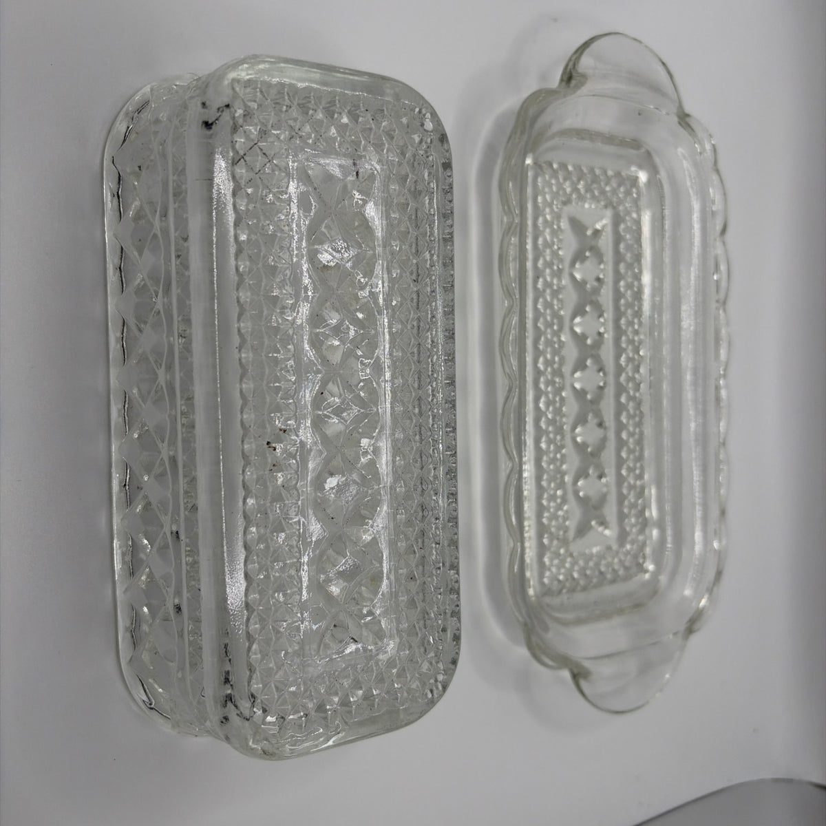 Vintage Anchor Hocking "Wexford" Clear Pressed Glass Covered Butter Dish