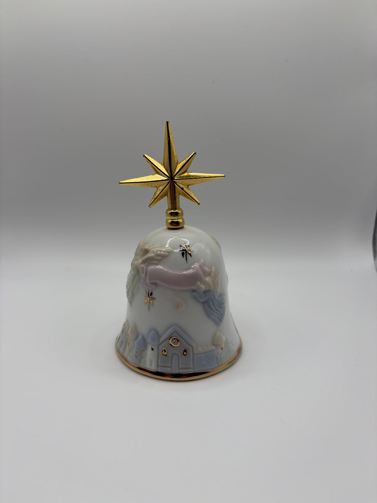Vintage Russ Berrie Marbella Collection Porcelain Angel Bell Angels with Baby Jesus Figurine Collectible
