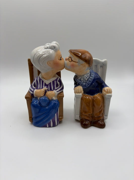Vintage Kissing Couple Magnetic Salt & Pepper Shakers