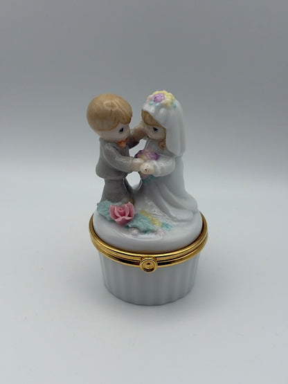 Precious Moments Bride and Groom Porcelain Hinged Trinket Box