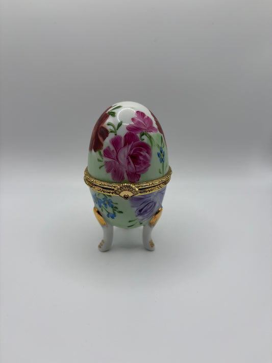 Vintage Porcelain egg shaped box, Collectible trinket box