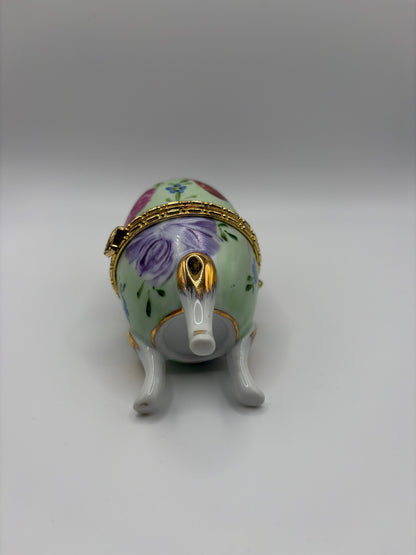 Vintage Porcelain egg shaped box, Collectible trinket box