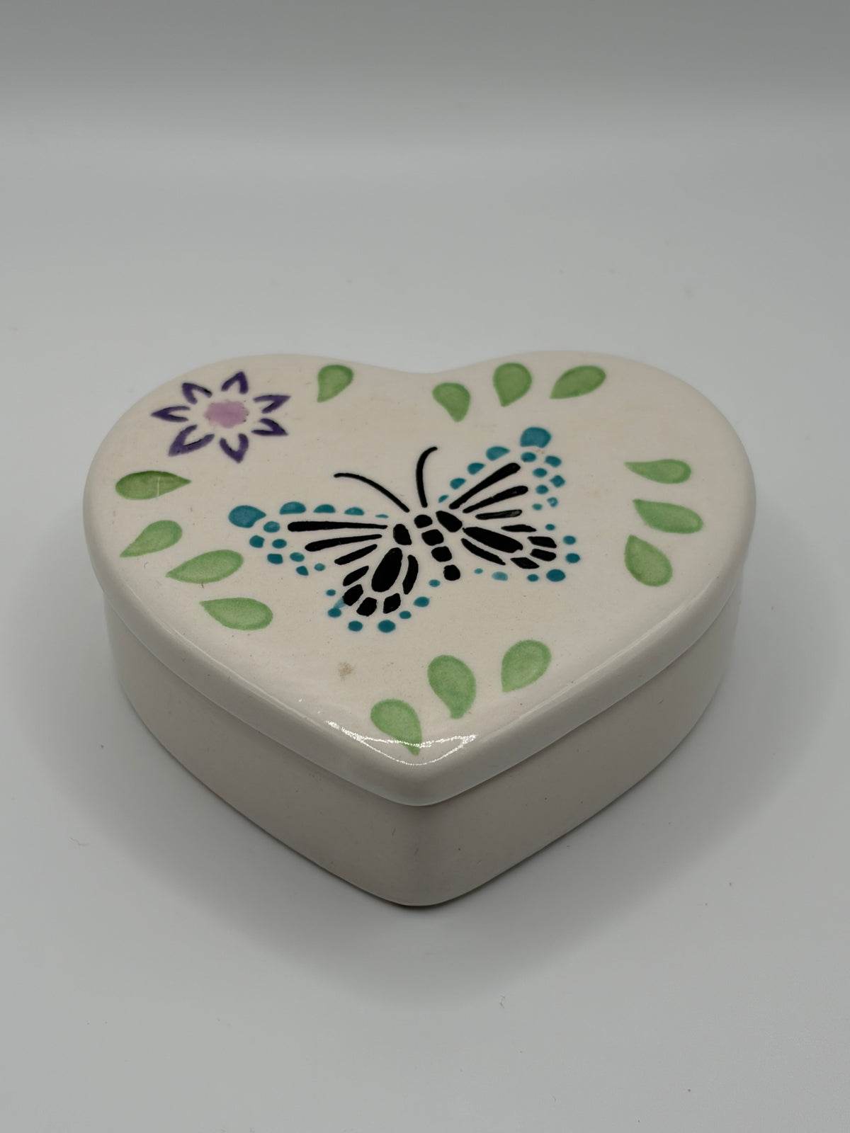 Ceramic Heart Trinket Box