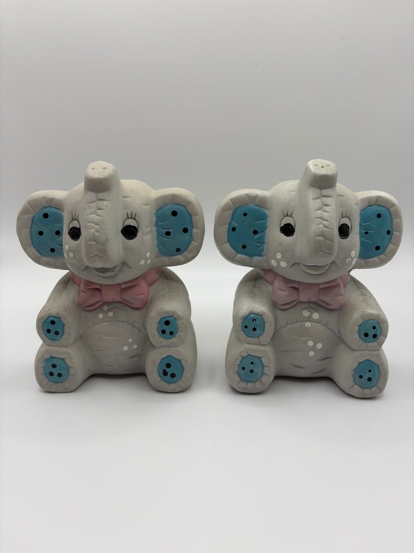 Vintage Kimple Anthropomorphic Ceramic Elephant Salt & Pepper Shakers