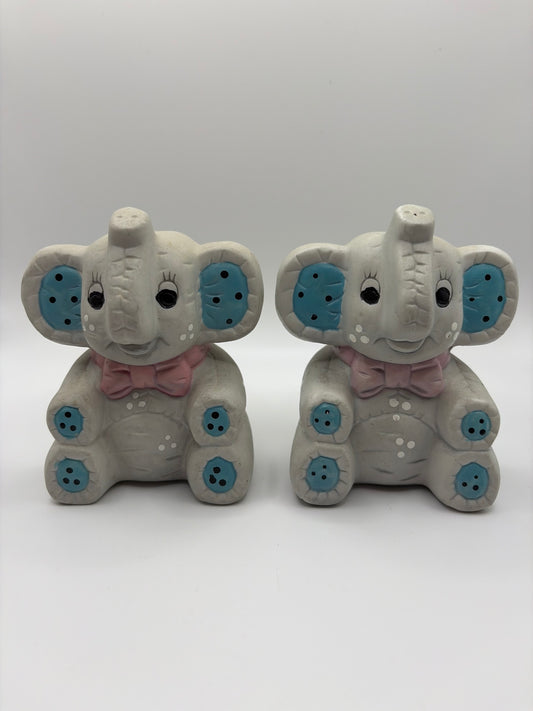 Vintage Kimple Anthropomorphic Ceramic Elephant Salt & Pepper Shakers