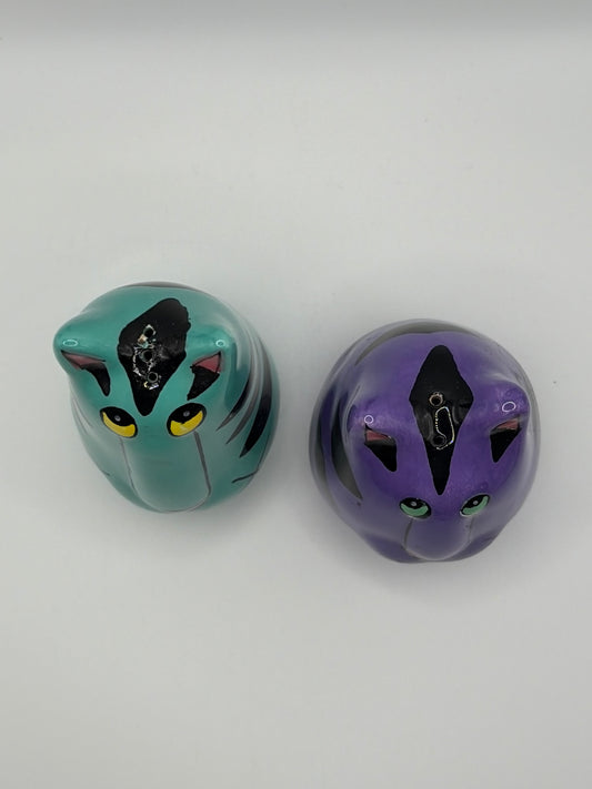 CATZILLA Cat Kitten Salt And Pepper Shakers Purple And Teal
