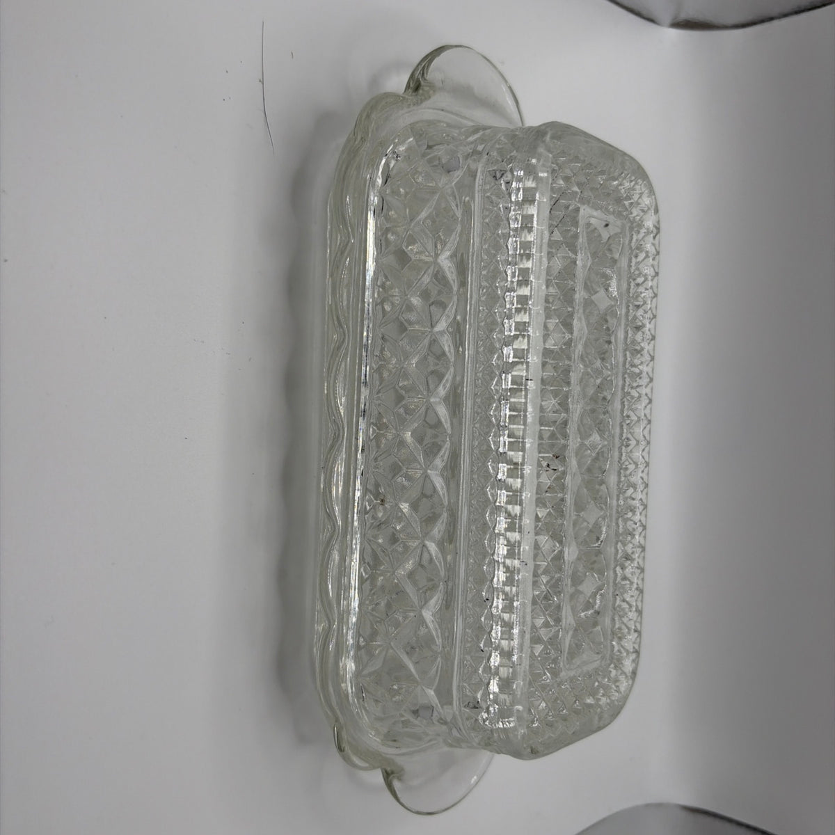 Vintage Anchor Hocking "Wexford" Clear Pressed Glass Covered Butter Dish