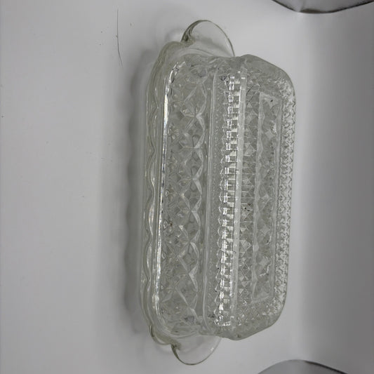 Vintage Anchor Hocking "Wexford" Clear Pressed Glass Covered Butter Dish