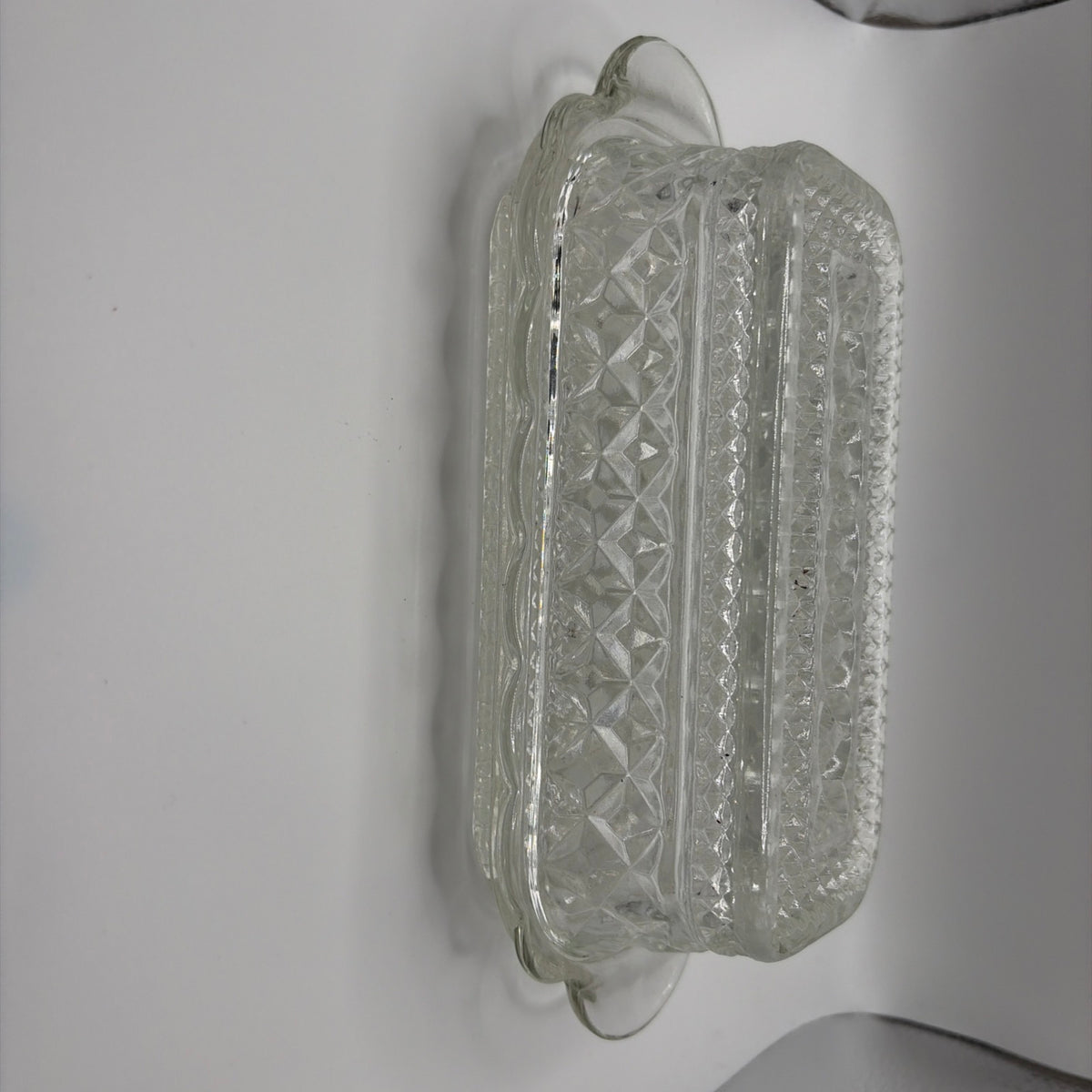 Vintage Anchor Hocking "Wexford" Clear Pressed Glass Covered Butter Dish