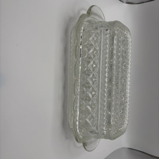 Vintage Anchor Hocking "Wexford" Clear Pressed Glass Covered Butter Dish
