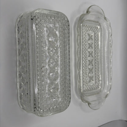 Vintage Anchor Hocking "Wexford" Clear Pressed Glass Covered Butter Dish