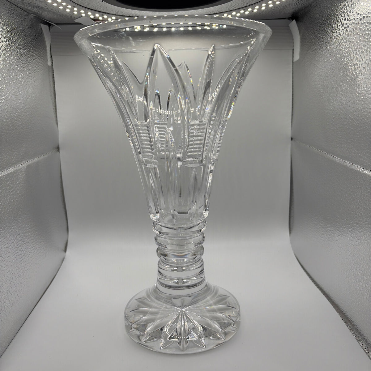 Vintage Waterford Crystal LEENANE Footed Vase 10”