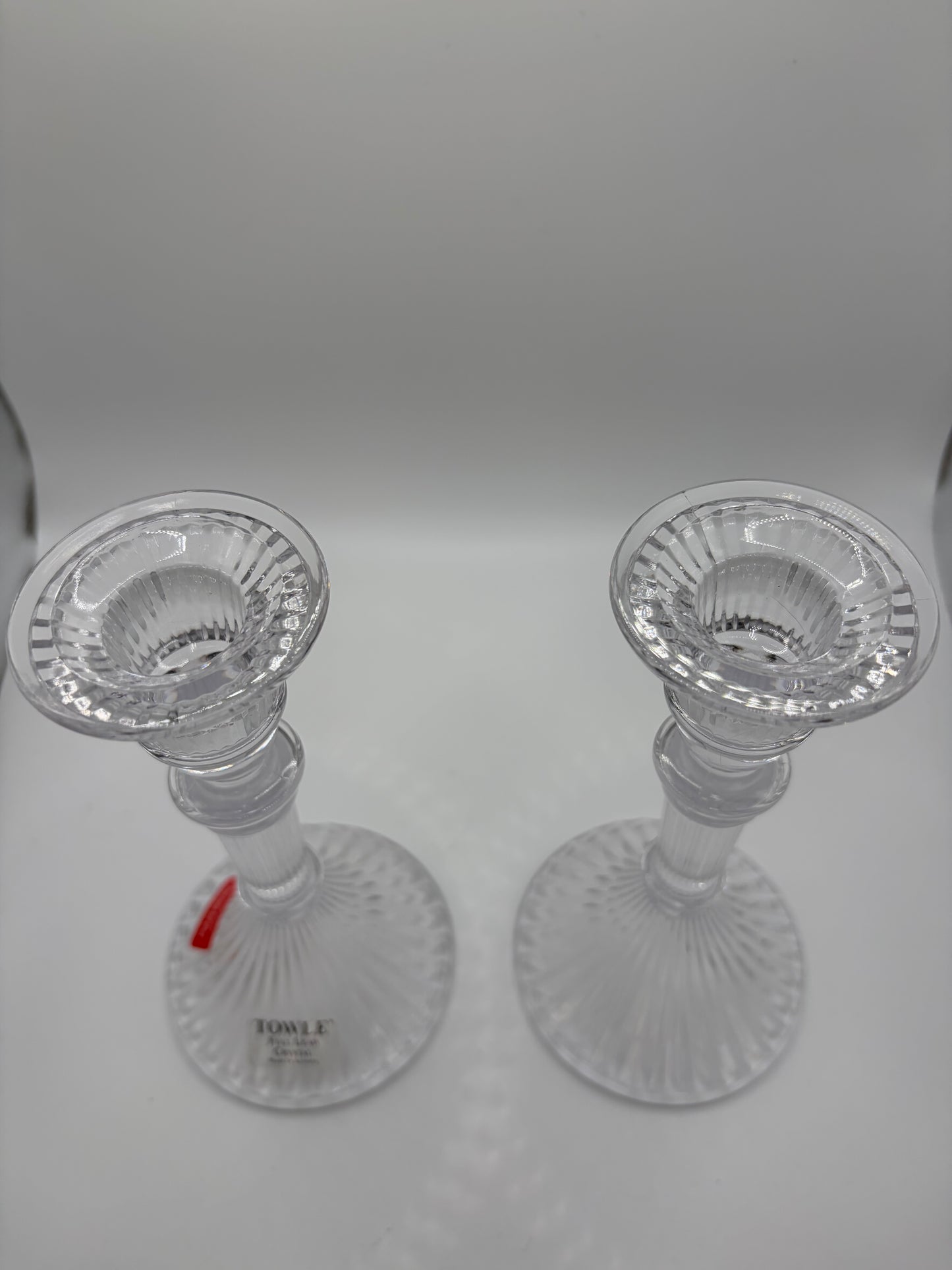 Towle 24% Full Lead Crystal 5" Tall Candle Stick Holders Vintage 1997 Austria - Set of 2