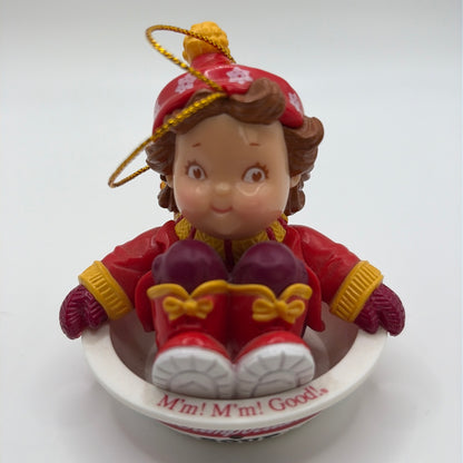 Campbell's Soup Christmas Ornament Little Girl Sitting In Soup Bowl As Sled