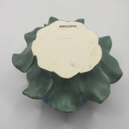 BLUE MORNING GLORY TRINKET BOX LATCHED LID RESIN 4 1/2 X 2 1/2"