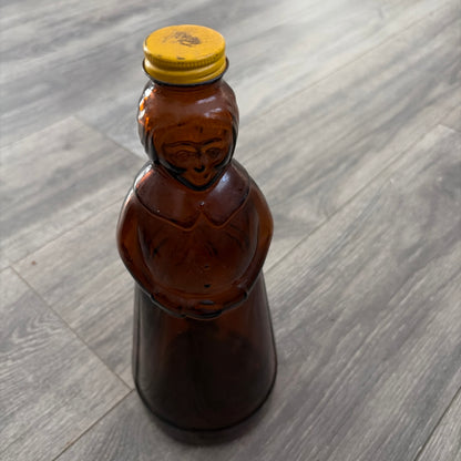 Vintage - 1970s Mrs. Butterworth's Syrup Bottle, 10" Large Amber Brown Glass
