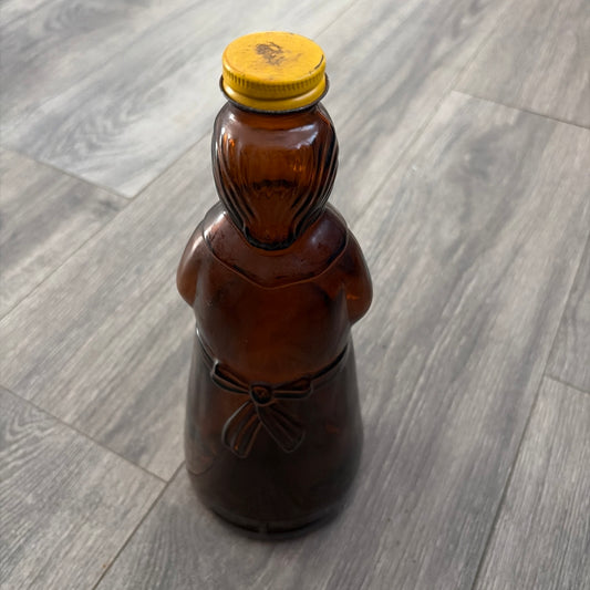 Vintage - 1970s Mrs. Butterworth's Syrup Bottle, 10" Large Amber Brown Glass