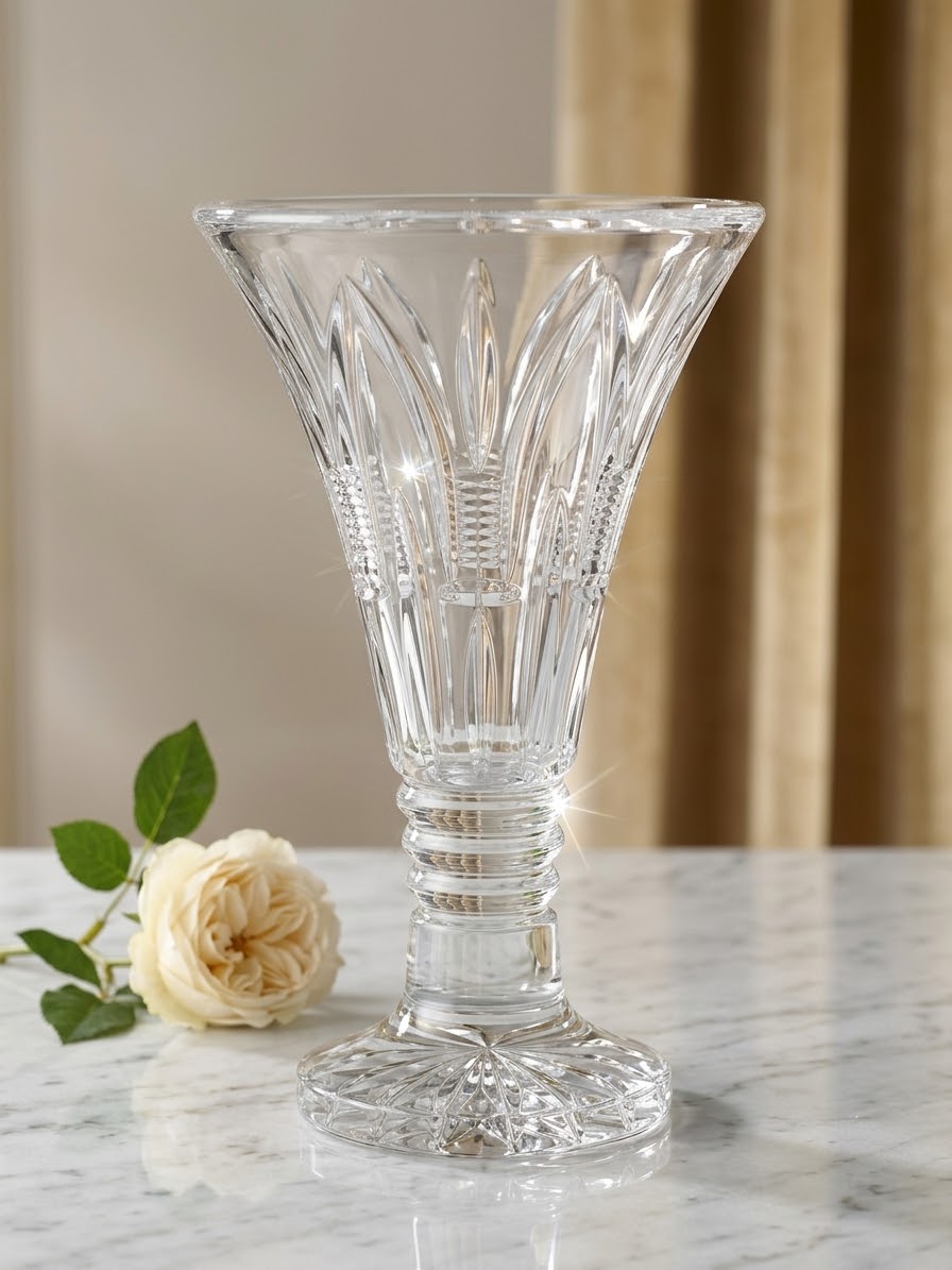 Vintage Waterford Crystal LEENANE Footed Vase 10”