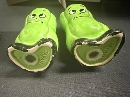 Vintage Salt & Pepper - Green Peppers - Anthropomorphic - Made in Japan