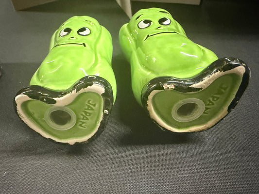 Vintage Salt & Pepper - Green Peppers - Anthropomorphic - Made in Japan