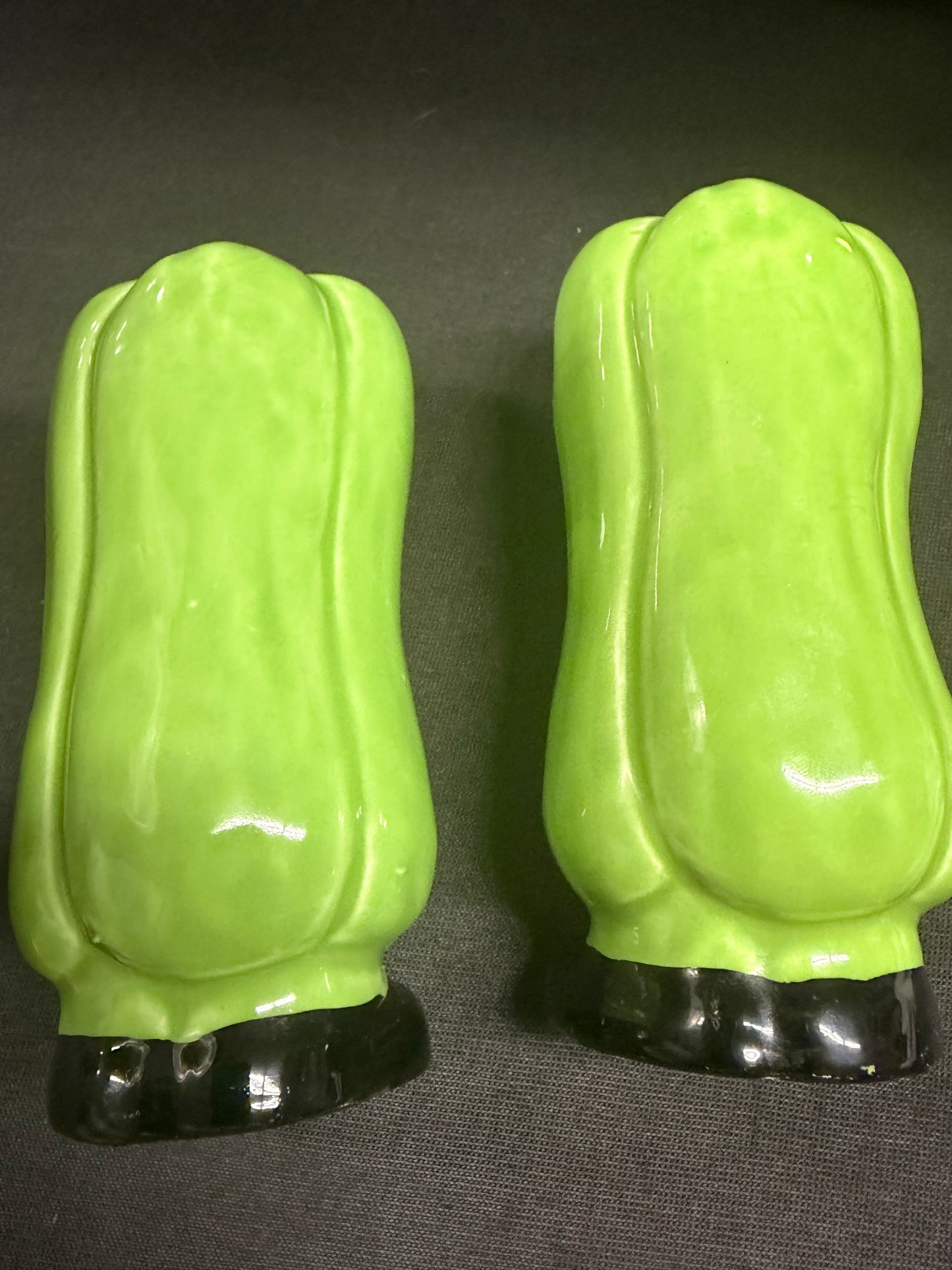 Vintage Salt & Pepper - Green Peppers - Anthropomorphic - Made in Japan
