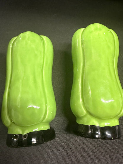 Vintage Salt & Pepper - Green Peppers - Anthropomorphic - Made in Japan