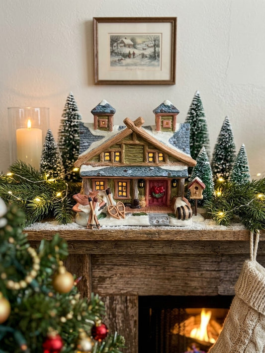 Vintage 2002 Brown Ceramic Holiday Christmas House