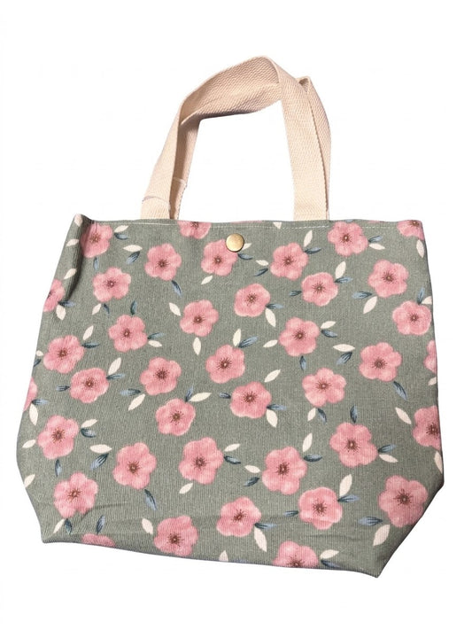 Cosbai Vintage Artistic Floral Corduroy Tote Bag